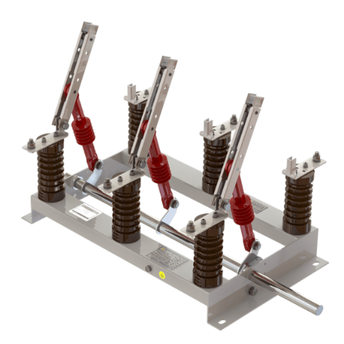 Chave seccionadora tripolar modelo SA Sarel para média tensão — seccionamento de circuitos de 5kV a 36kV em subestações industriais — fabricado por Sarel, Diadema/SP