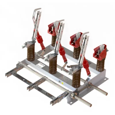 Chave seccionadora tripolar modelo SRLT Sarel — abertura rotativa com aterramento lateral para painéis de média tensão — fabricado por Sarel, Diadema/SP